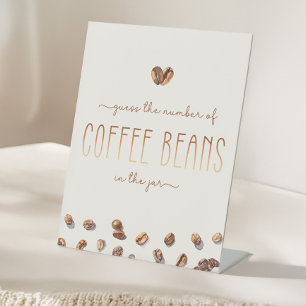 Rate mal, wie viele Kaffeebohnen Brautschauer-Podi Sockelschild