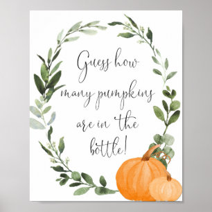 Rate mal, wie viele Kürbis sich im Flaschenschild Poster