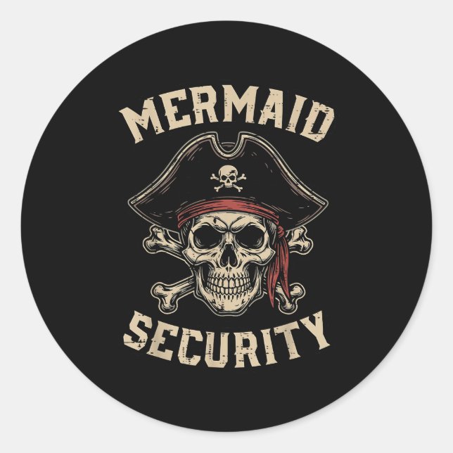 Rate Mermaid Security Funny Skull Costume Dad Men  Runder Aufkleber (Vorderseite)