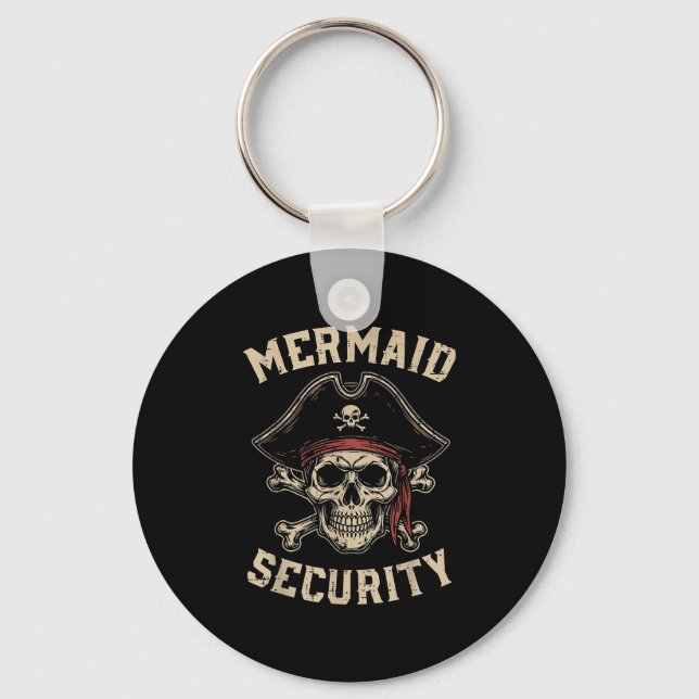 Rate Mermaid Security Funny Skull Costume Dad Men  Schlüsselanhänger (Vorderseite)