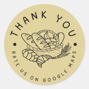 Rate uns auf Google Brot Bäckerei Shop Vielen Dank Runder Aufkleber