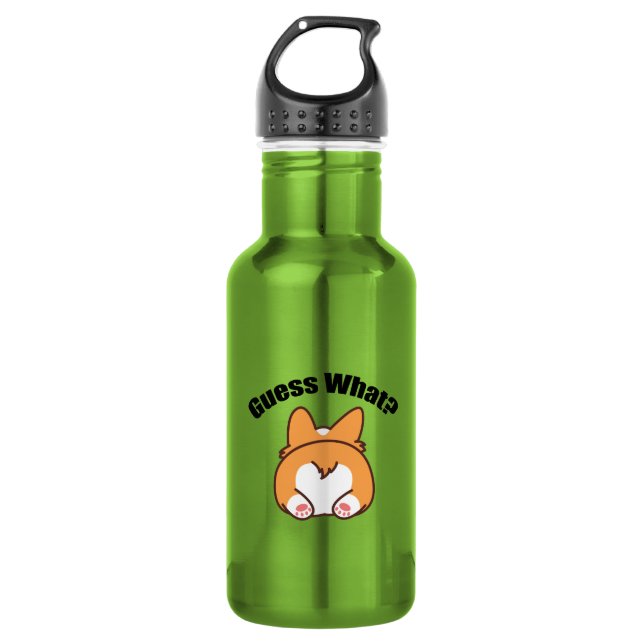 Rate was Corgi Hintern Spaß Edelstahlflasche (Vorderseite)