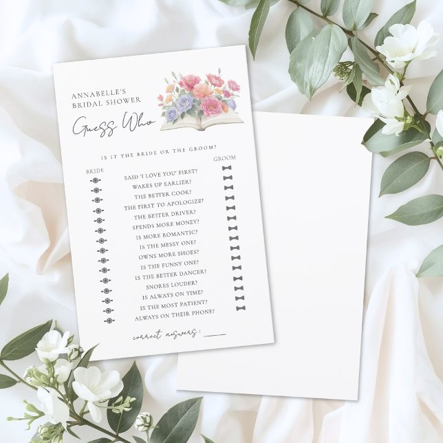 Rate-wer-Buch-Braut-Party-Spiel (Guess Who Book Bridal Shower Game)