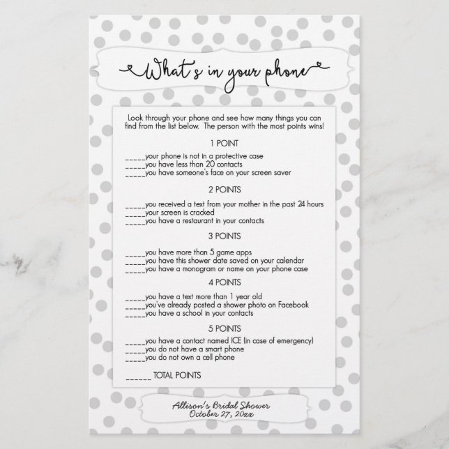 Rate wer + Handyspiele, grau dot bridal 3985 (Vorderseite)