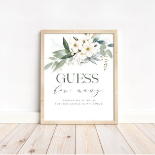 Rate, wie viele Baby Shower Game Schild Floral Blä