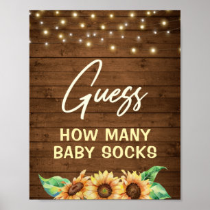 Rate, wie viele Babysocken rustikale Sonnenblumend Poster