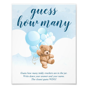 Rate, wie viele Blue Teddy Bear Baby Duschzeichen Fotodruck