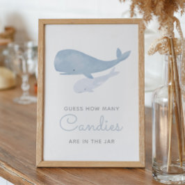 Rate, wie viele Candies Whale Baby Dusche Zeichen Poster