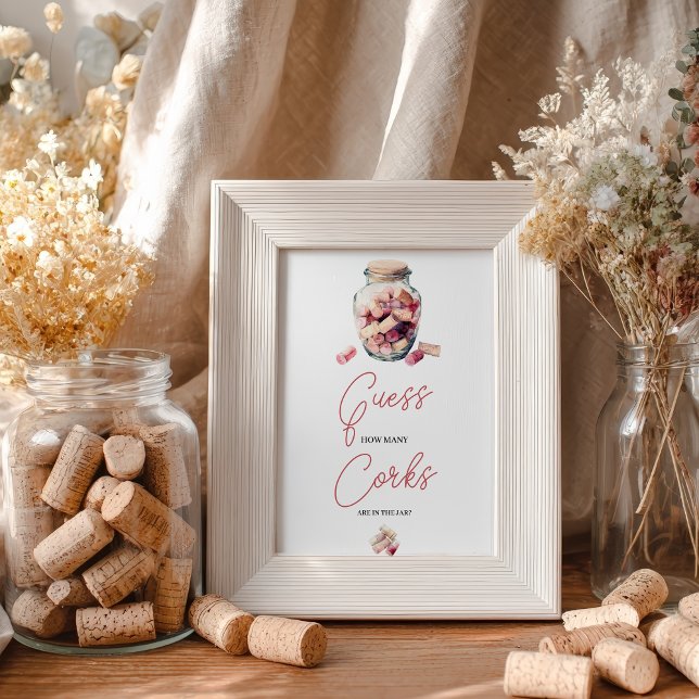 Rate, wie viele Corks Game Sign Brautparty Poster (Guess How Many Corks Game Sign Bridal Shower poster)