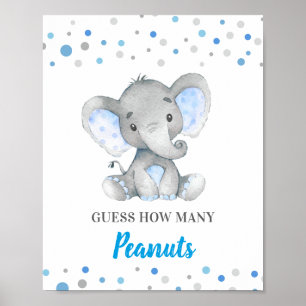 Rate, wie viele Erdnüsse Blue Elephant Baby Dusche Poster