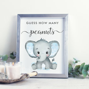 Rate, wie viele Erdnüsse Elephant Baby Boy Dusche Poster