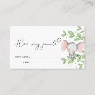 Rate, wie viele Erdnüsse Elephant Baby Shower Game Begleitkarte