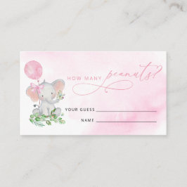 Rate, wie viele Erdnüsse Elephant Baby Shower Game Begleitkarte