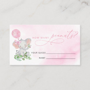 Rate, wie viele Erdnüsse Elephant Baby Shower Game Begleitkarte