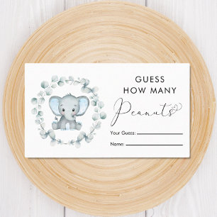 Rate, wie viele Erdnüsse Elephant Baby Shower Game Begleitkarte