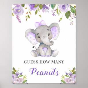 Rate, wie viele Erdnüsse Elephant Baby Shower Game Poster