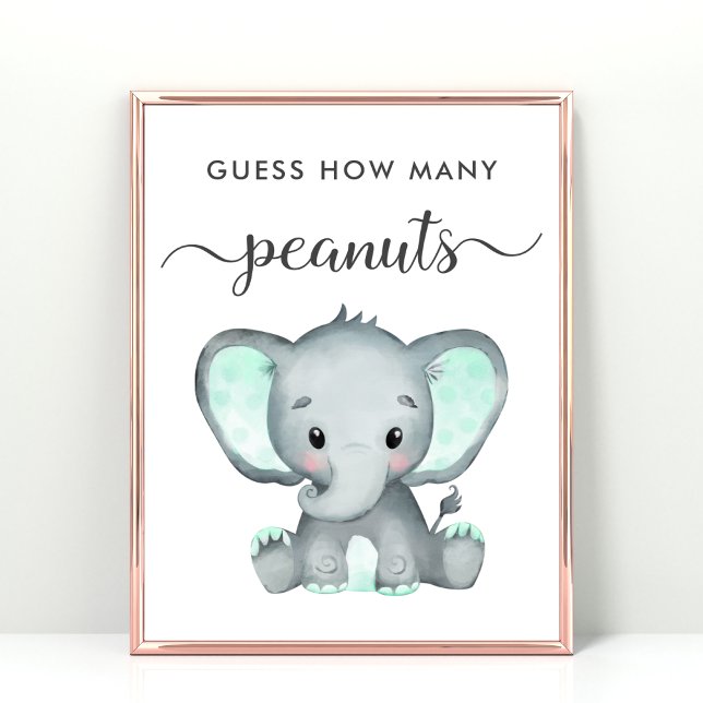 Rate, wie viele Erdnüsse Elephant Baby Shower Game Poster (Von Creator hochgeladen)