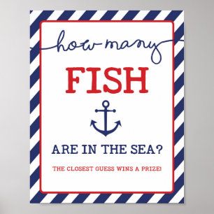 Rate, wie viele Fisch Nautical Baby Shower Spielze Poster