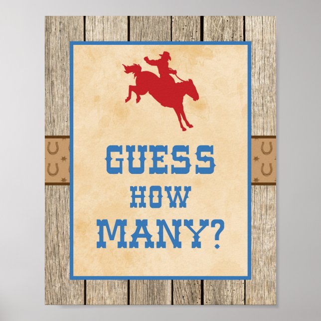 Rate, wie viele Guessing Game Sign Cowboy Poster (Vorne)