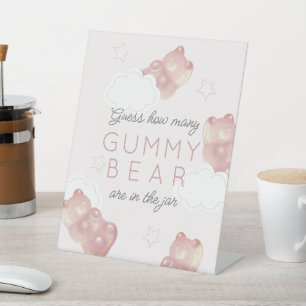 Rate, wie viele Gummibärchen Baby-Rosa Baby Shower Sockelschild
