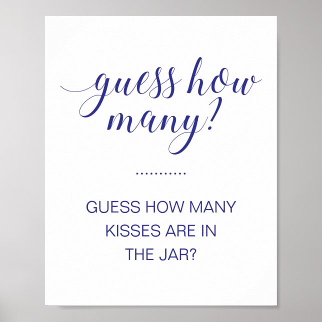 Rate, wie viele Kisses Navy Blue Brautparty Game Poster (Vorne)