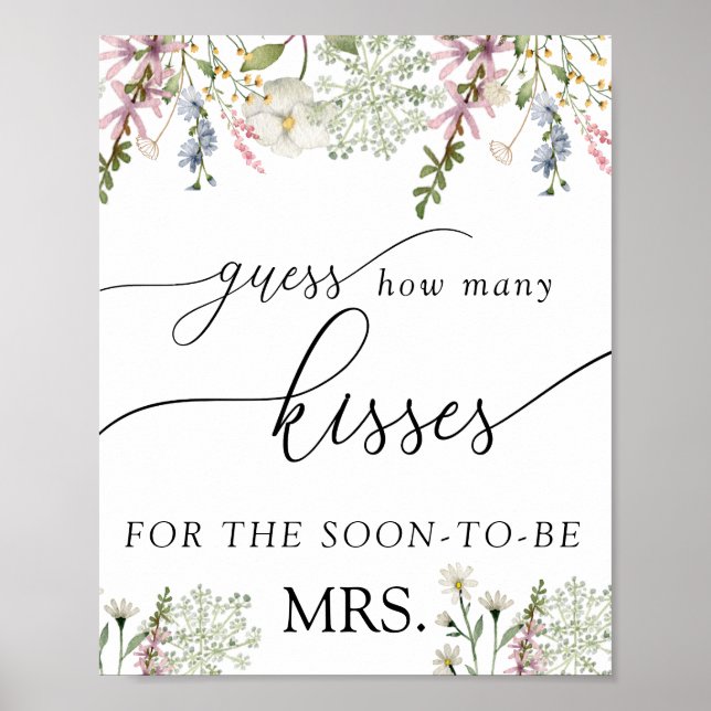Rate, wie viele Küsse | Chic Wildblume Poster (Vorne)