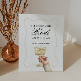 Rate, wie viele Perlen Game Pearls und Prosecco Sockelschild