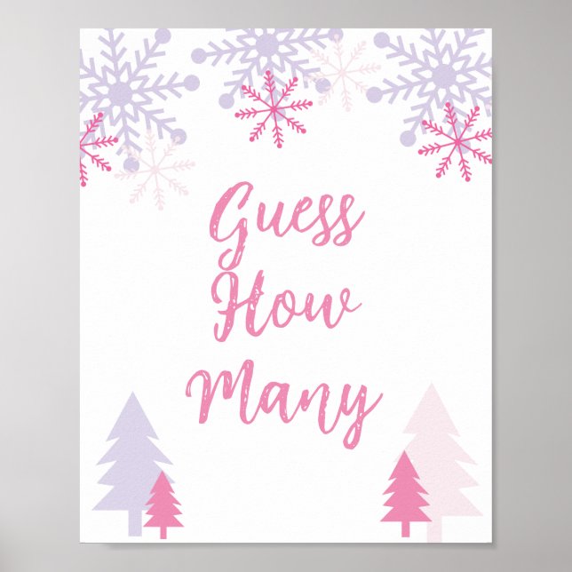 Rate, wie viele Sign Winter Baby Dusche Poster (Vorne)
