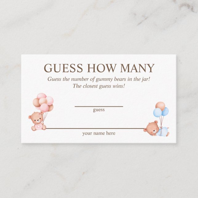 Rate, wie viele Twins Baby Shower Game Card Begleitkarte (Vorderseite)