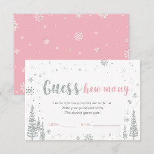 Rate wie viele   Winter Pink Baby Showspiel Einladung