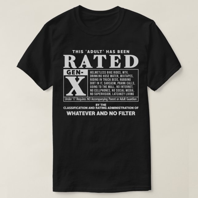 RATED GEN X 80er Kid Spaß T-Shirt (Design vorne)