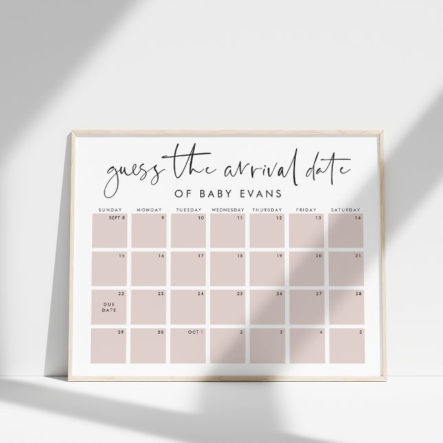 Raten Sie Baby's Anreisedatum Baby Shower Game Pos Poster (Von Creator hochgeladen)