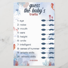 Raten Sie das Baby Game Under Sea Baby Shower Flyer