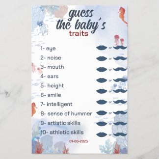 Raten Sie das Baby Game Under Sea Baby Shower Flyer