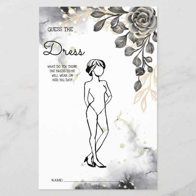 Raten Sie die Dress Black Rose BridalShower Game C Flyer (Vorne)
