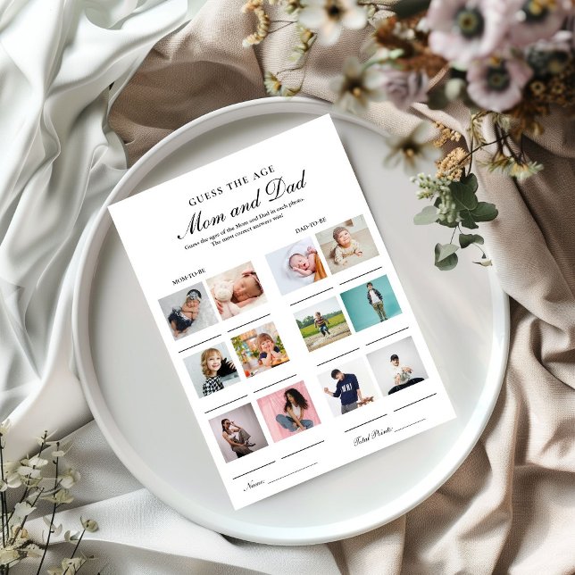 Raten Sie ihre Mama und Baby Duschgame Card Ankündigung (Von Creator hochgeladen)