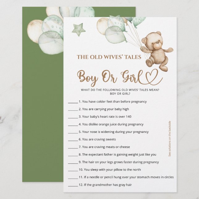 Raten Sie Junge oder Girl Tales Teddy Bear Baby Du (Vorne/Hinten)