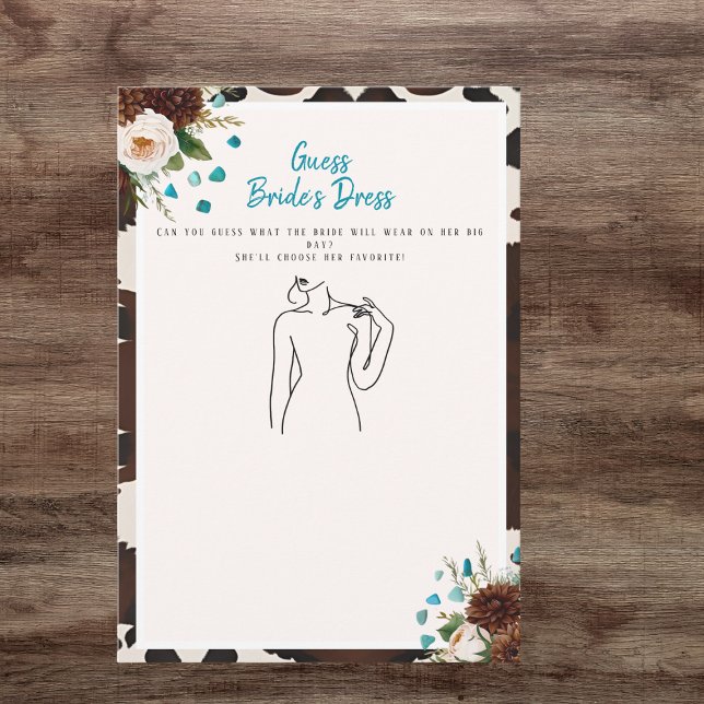 Raten Sie mal das Dress Brautparty Rustic Boho Einladung (Guess the Dress Bridal Shower Rustic Boho game)