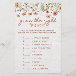 Raten Sie mal, das Price Boho Wildblumen Baby Show