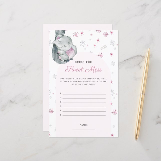 Raten Sie mal, das süße Winter-Pink-Elefantenspiel (Vorderseite/Rückseite Beispiel)