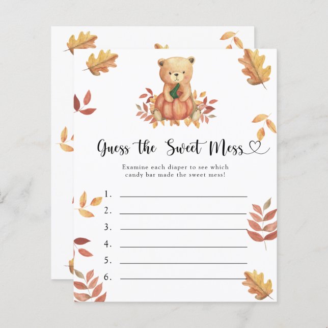 Raten Sie mal, das Sweet Mess Spiel - Kürbisbär (Vorne/Hinten)