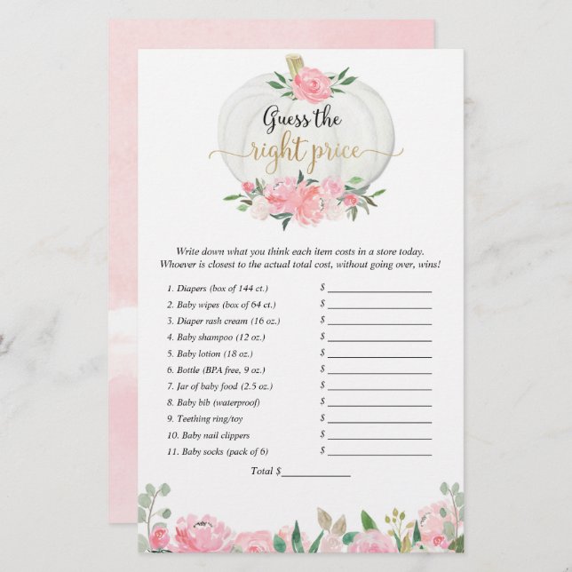 Raten Sie mal, der richtige Preis fallen Kürbis Du (Vorne/Hinten)