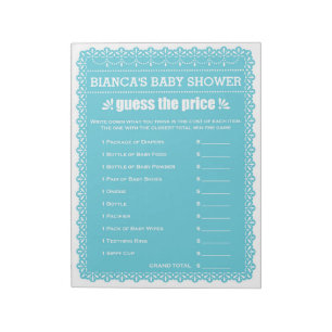 Raten Sie mal, die Blue Papel Picado Baby Dusche Notizblock