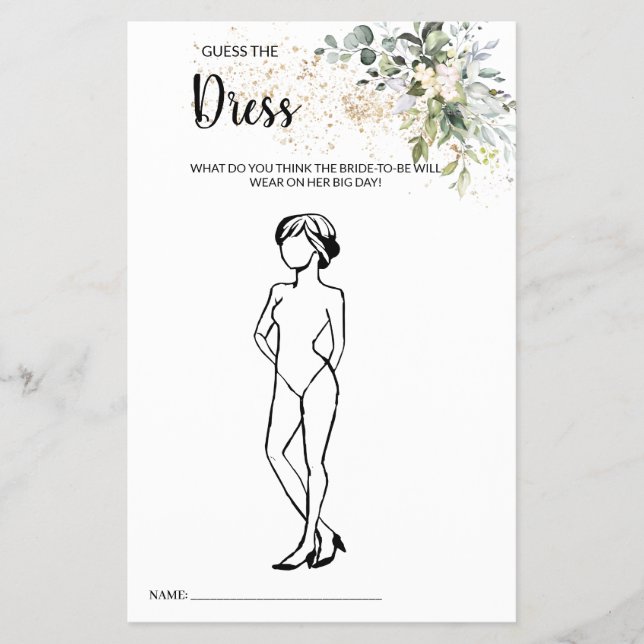 Raten Sie mal die Dress Herbal Brautparty Game Car Flyer (Vorne)