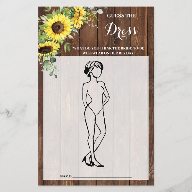 Raten Sie mal die Dress Sunflowers Brautparty Game Flyer (Vorne)