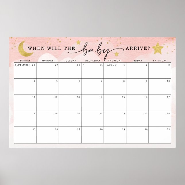 Raten Sie mal, wann das Baby-Duschspiel am Mond se Poster (Vorne)