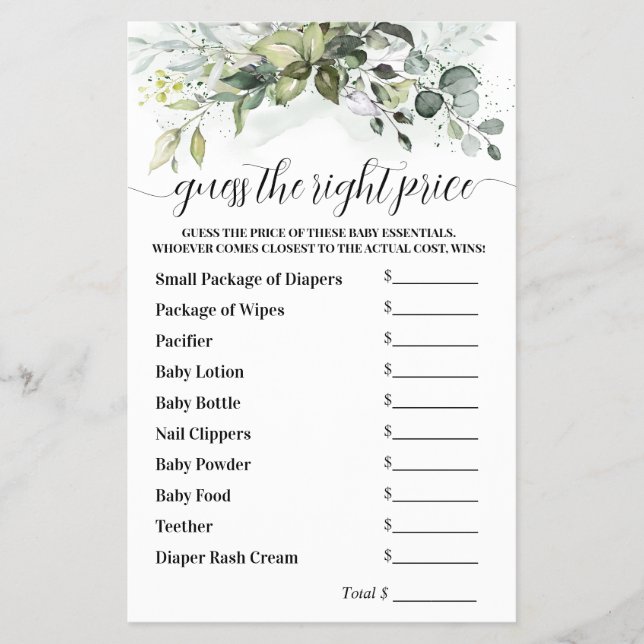 Raten Sie mal, was das richtige Greenery Baby Duwe Flyer (Vorne)