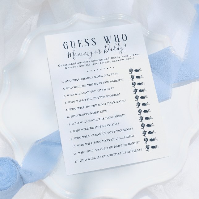 Raten Sie mal, wer Baby Showspiel | Nautical Whale Einladung (Von Creator hochgeladen)