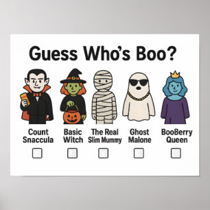 Raten Sie mal, wer das Boo Halloween-Party Game 20 Poster