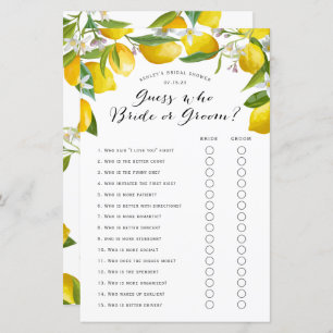 Raten Sie mal, wer, lemon-Brautparty-Spiele